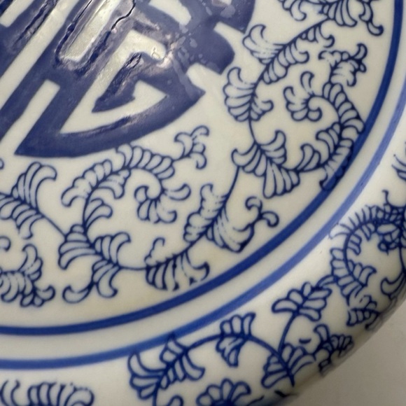 Vintage Chinoiserie Asian Blue & White Porcelain Stool Plant Stand 9” - Picture 9 of 10